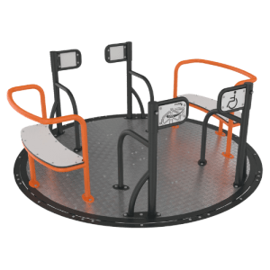 Inclusive Carousel CA 206 playground spinner with accessible seating and handrails