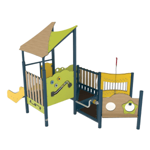 Multiplay Series MGMS 101 P playground with slide, musical play panel, and interactive number panel